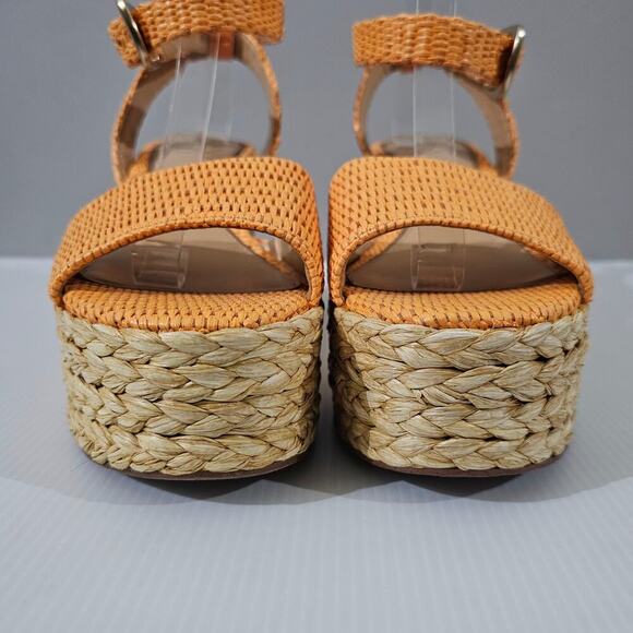 Sam Edelman April Espadrille Wedge Sandal Womens 9.5 Raffia Orange Platform NEW - Picture 6 of 13
